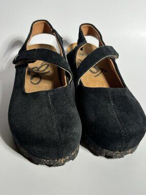 OTBT Prog Women’s Black Suede Slingback Wedge Clogs Size 7M